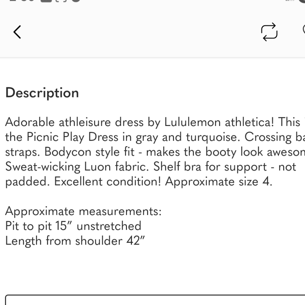 lululemon athletica Picnic Play Bodycon Midi Dress Gray W Aqua Straps Sz 4 - Picture 9 of 9